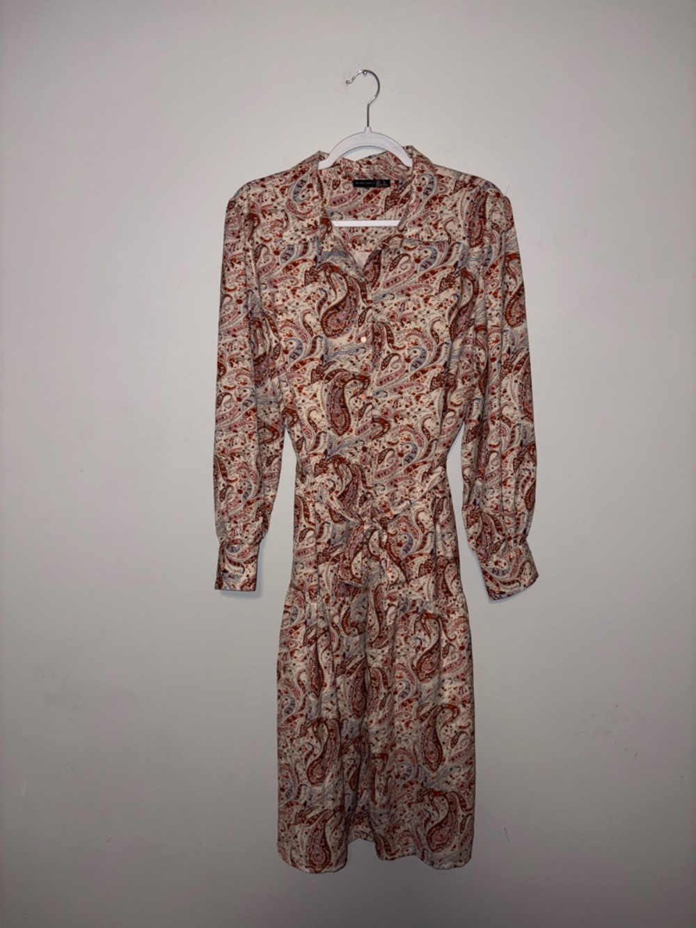 Black Tape ~ Cream Paisley Button Down Dress (NWOT)